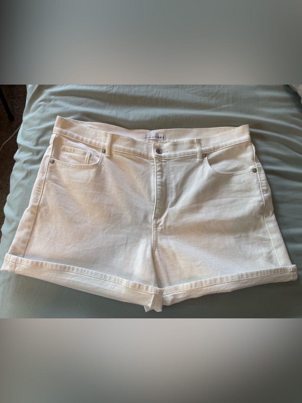 LOFT White Cuffed Denim Shorts